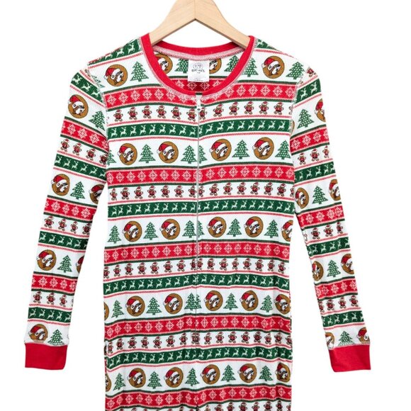 Buc-ees Christmas Pajamas Kids Red White Green Striped Waffle Knit 1 Piece Sz M - Picture 3 of 12